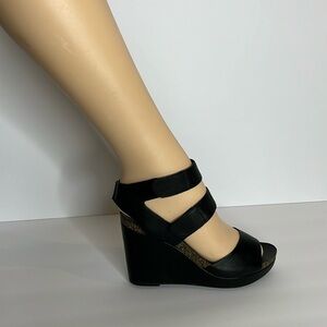 VIA‎ SPIGA Genuine Leather Velcro Strap Wedge Sandal Sz 6.5